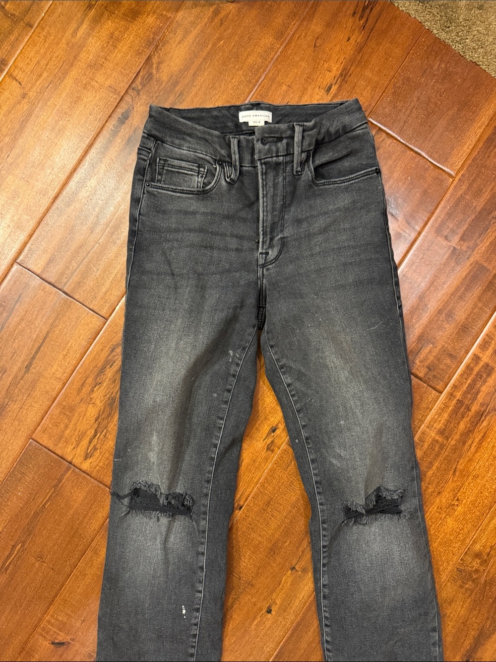 Good American Black Skinny Distressed Jeans